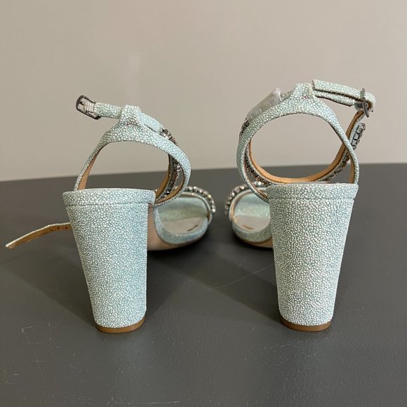 NWOT BADGLEY MISCHKA COLLECTION Tasmine Ankle Strap Sandal in Soft Blue (8) - Picture 10 of 13